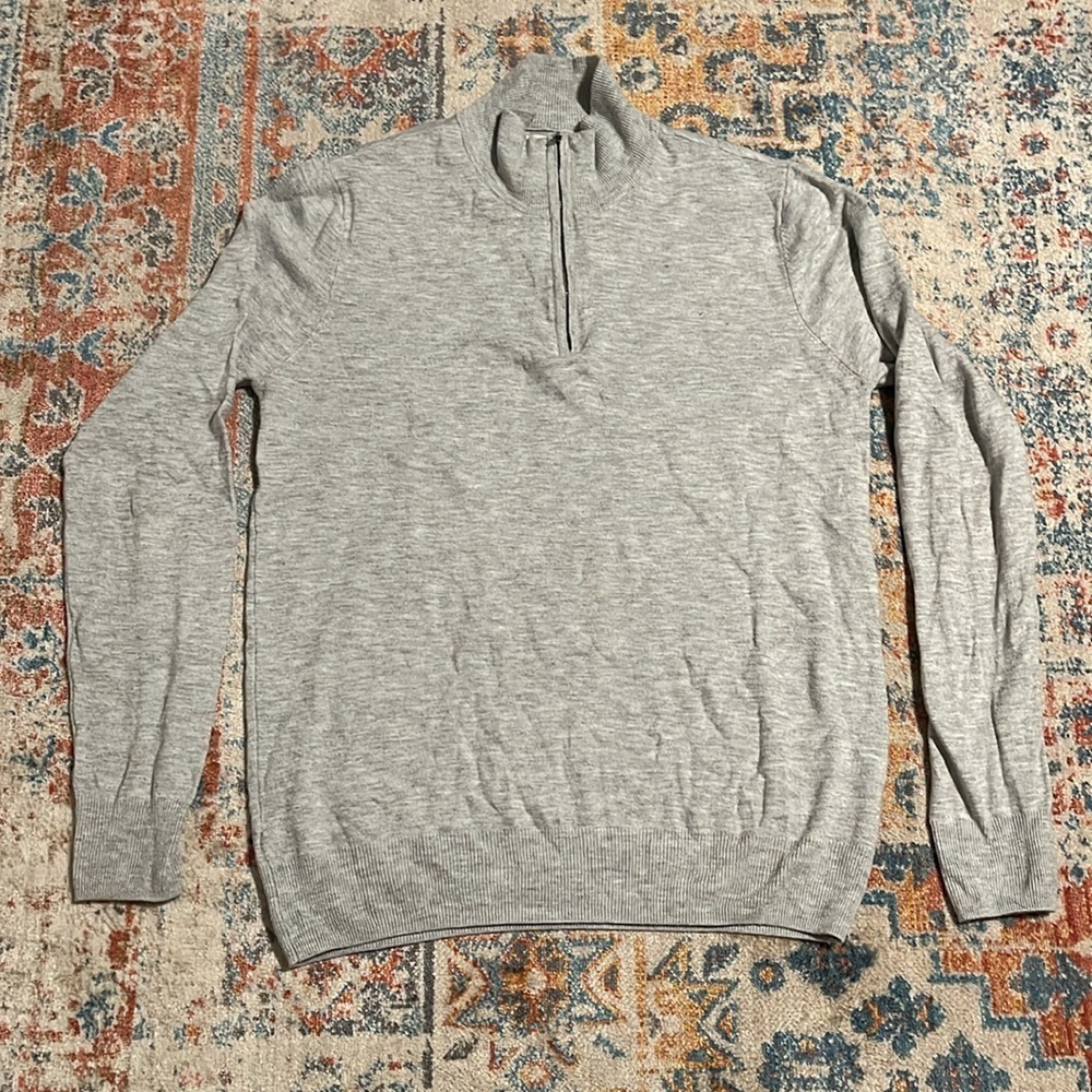Hawker Rye grey cashmere blend quarter zip sweater